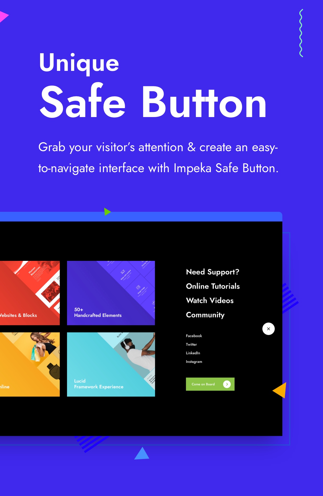 Impeka Premium Multipurpose WordPress theme by Greatives, Safe Button feature